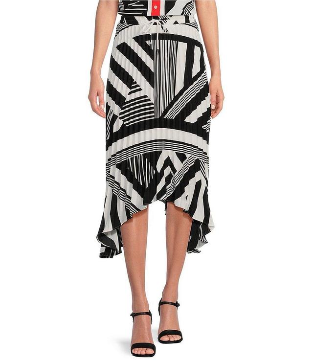 KARL LAGERFELD PARIS Geometric Print Pleated Coordinating Midi Skirt Product Image