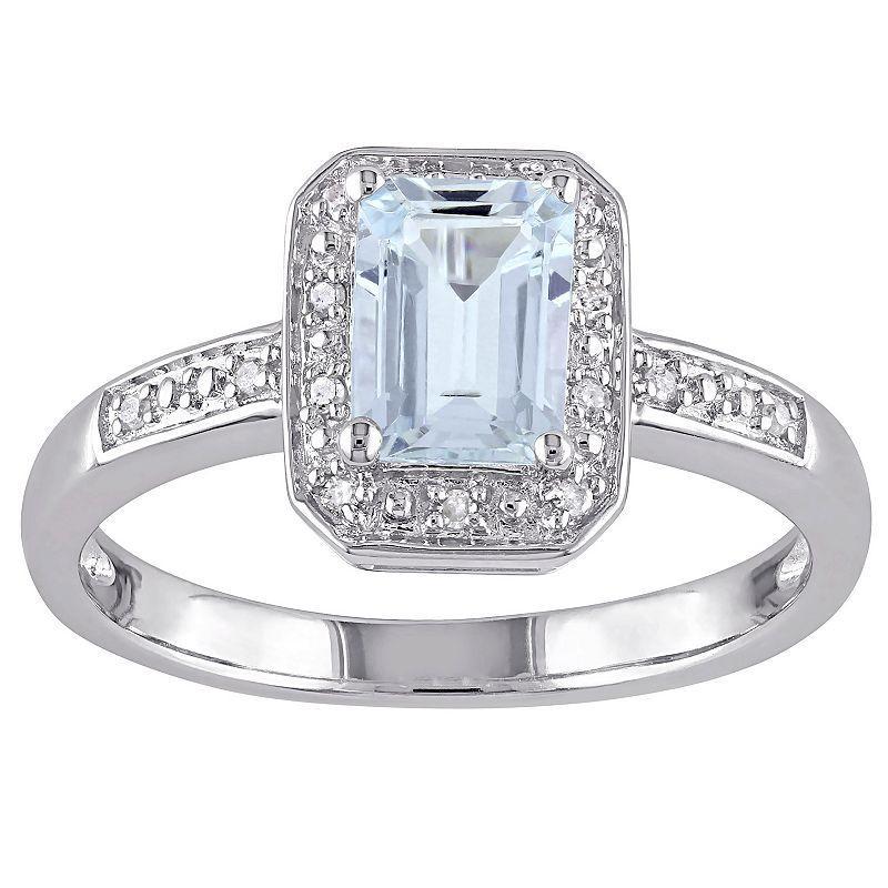 Stella Grace Sterling Silver Aquamarine & Diamond Accent Fashion Ring, Womens Blue Product Image