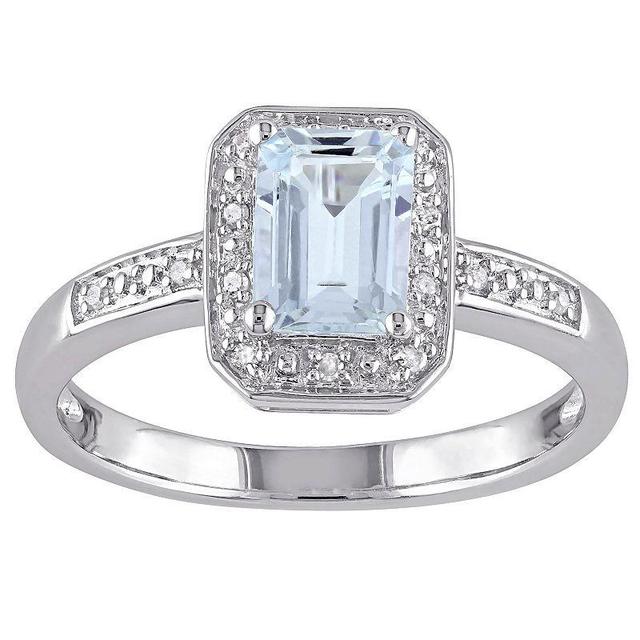 Stella Grace Sterling Silver Aquamarine & Diamond Accent Fashion Ring, Womens Blue Product Image