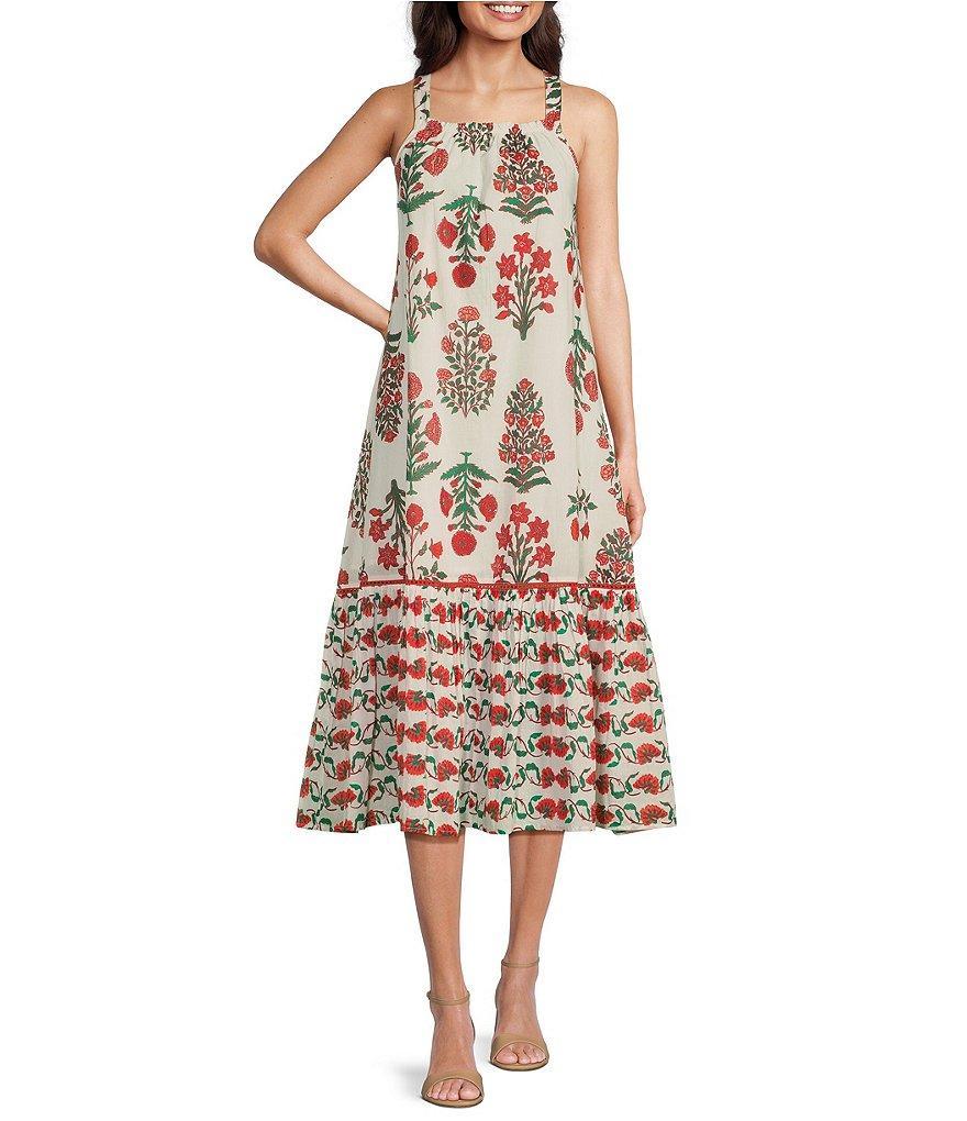 Ro's Garden Theodore Square Neck Sleeveless Midi Dress Product Image