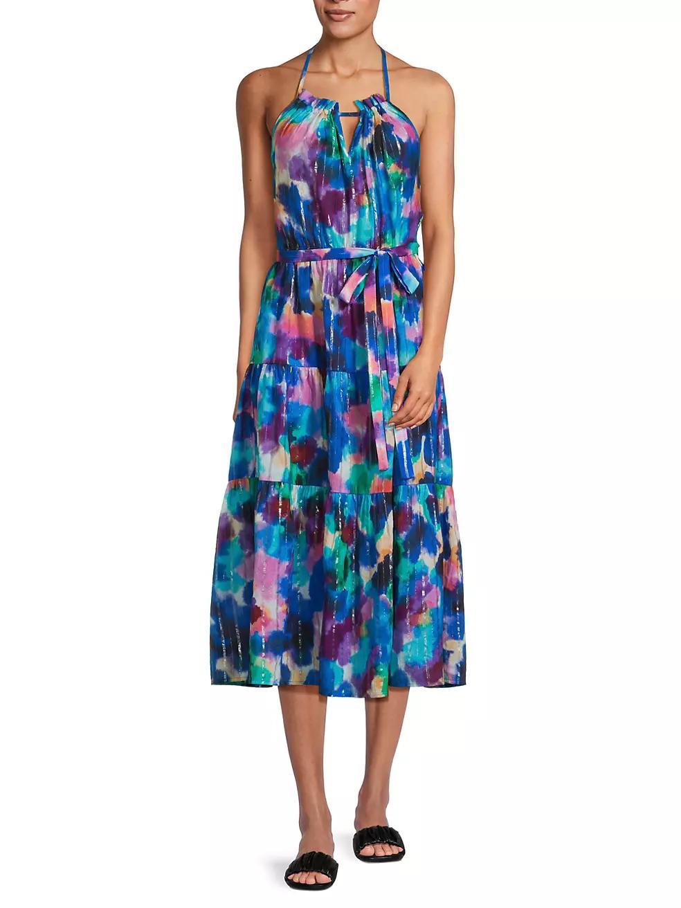 Abbie Floral Cotton Halter Dress Product Image