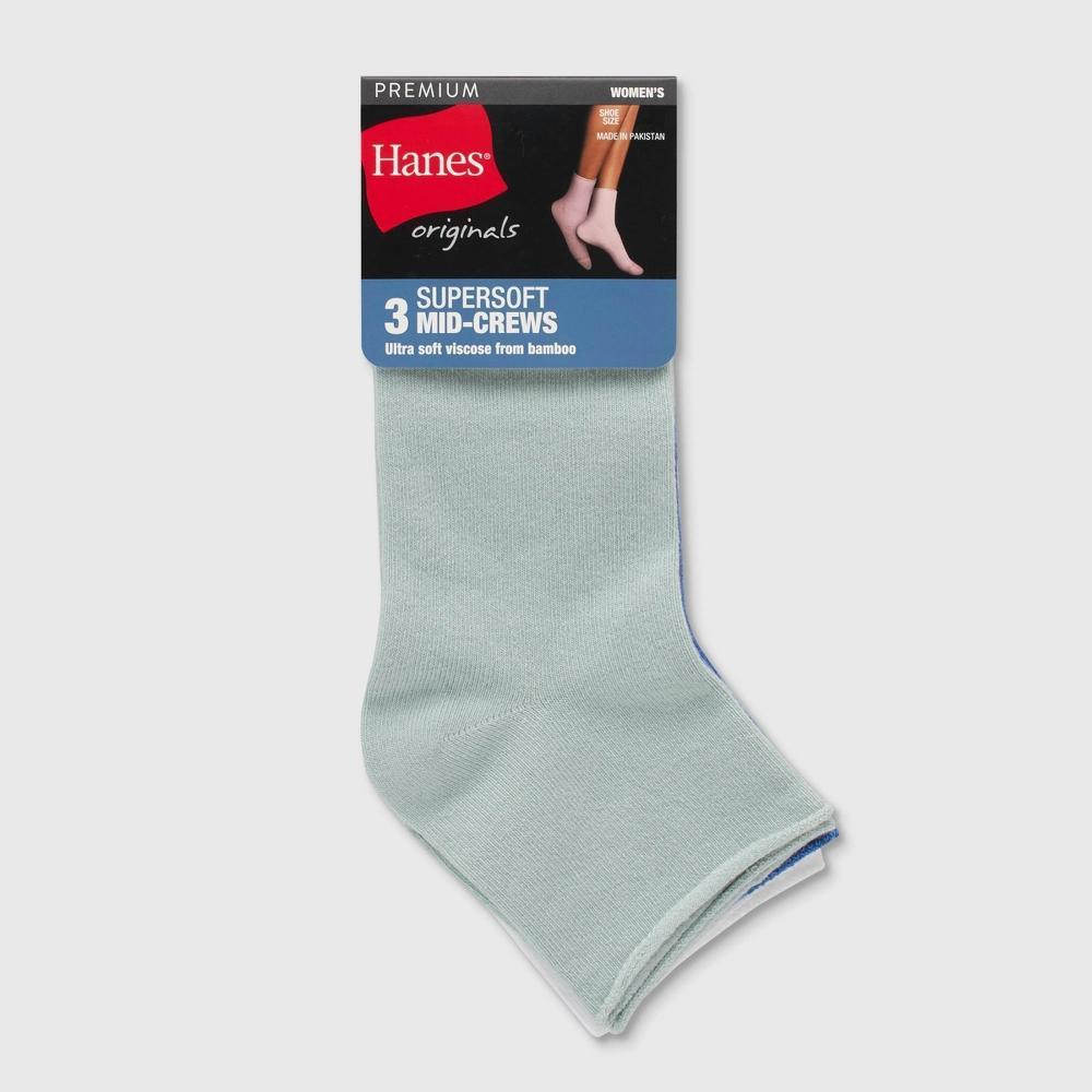 Hanes Womens 3pk SuperSoft Crew Socks 5-9 Product Image