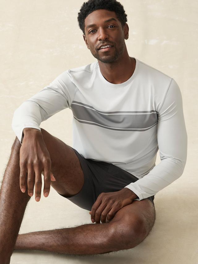 Shorelite Long-Sleeve Tech Tee - Grey Steel Surf Stripe Male Product Image