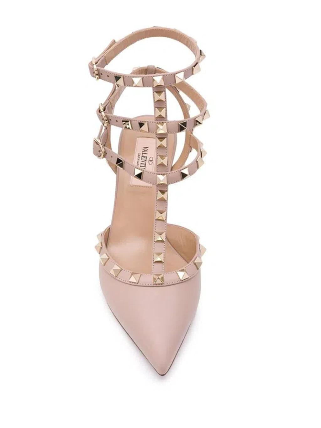 VALENTINO GARAVANI Rockstud Leather Pumps In Powder Product Image