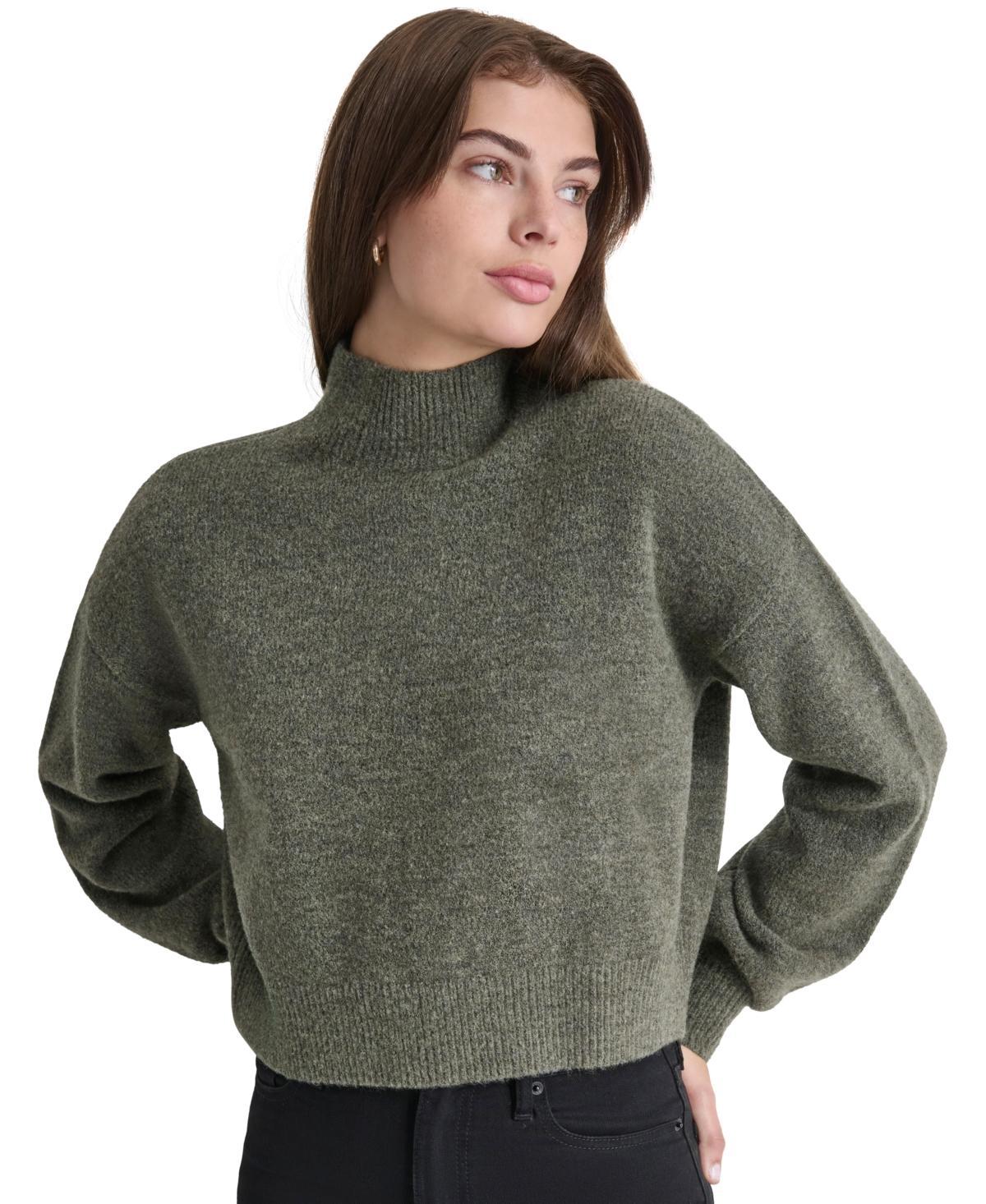 Dkny Jeans Womens Boxy Cropped Mock-Neck Sweater Product Image