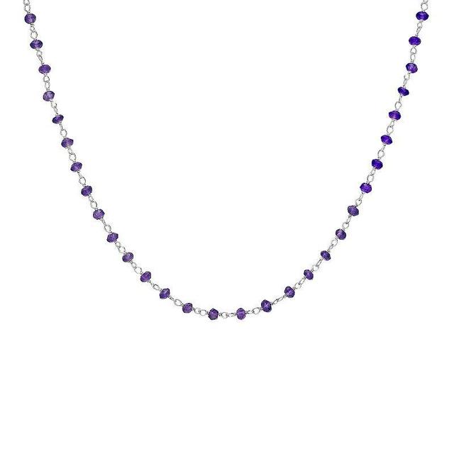 Gemistry Sterling Silver Amethyst Beaded Necklace, Womens Purple Product Image