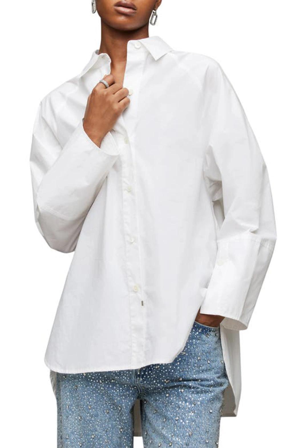 Evie Oversized Logo Printed Shirt In White Product Image