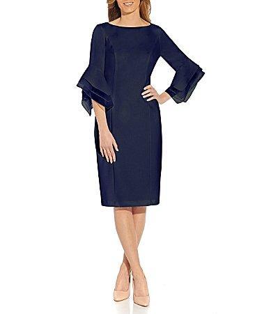 Adrianna Papell Tiered Sleeve Crepe Dress Product Image