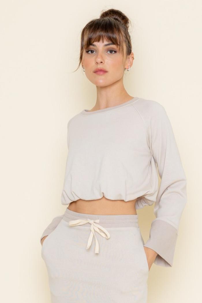 L/S Bubble Hem Crop Top Product Image