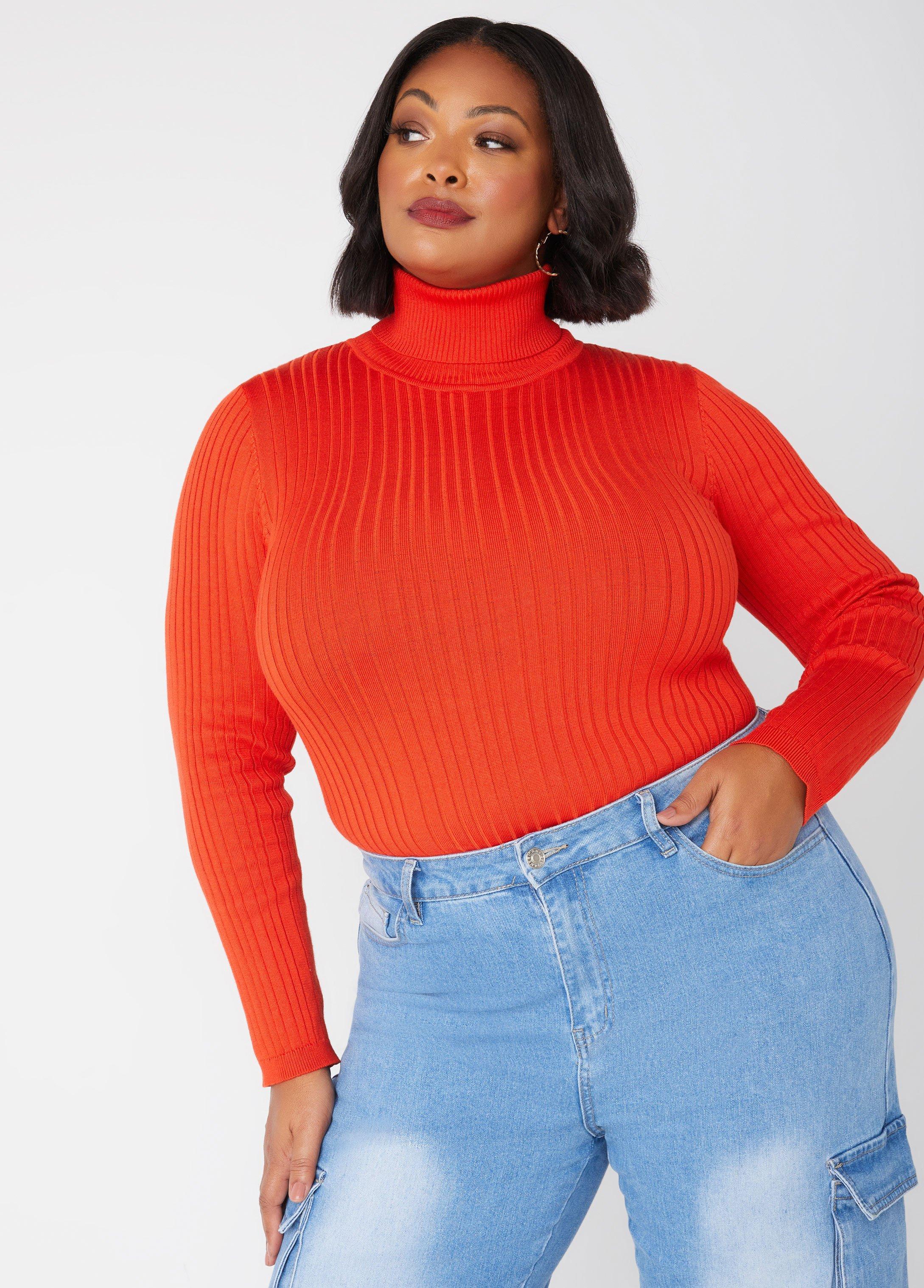 Plus Size Ribbed Turtleneck Sweater Ashley Stewart Product Image