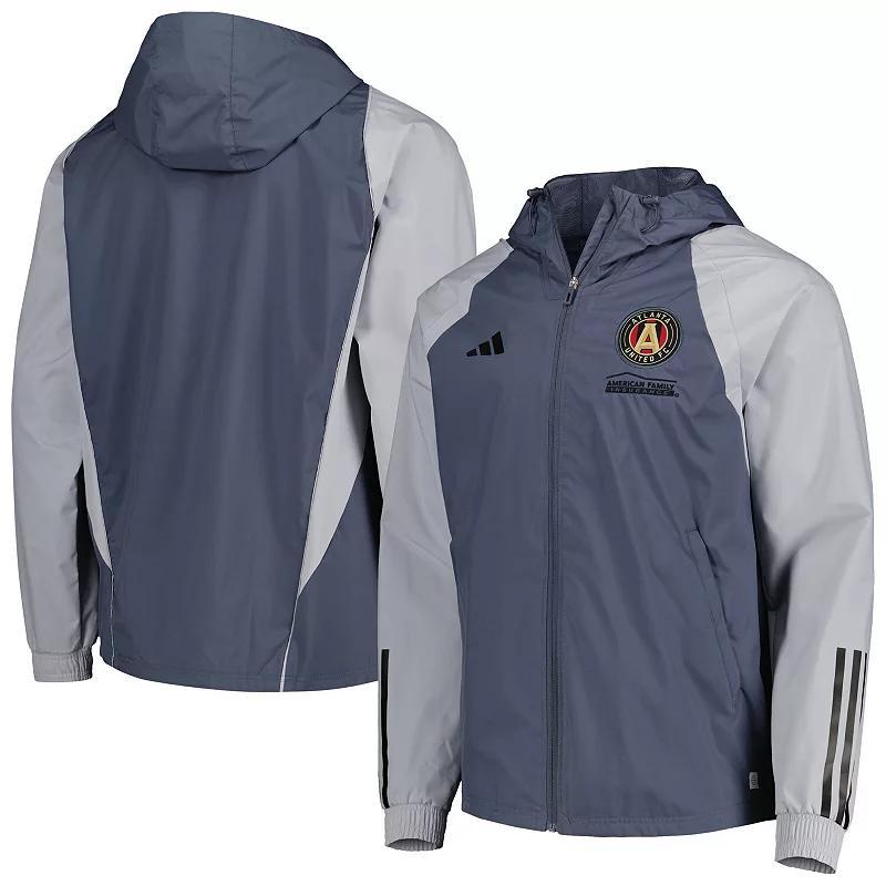 Mens adidas Charcoal Atlanta United FC All-Weather Raglan Hoodie Full-Zip Jacket Grey Product Image