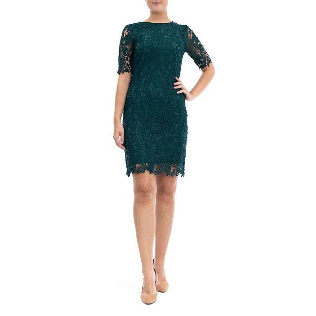 Womens Nina Leonard Floral Lace Sheath Cocktail Dress Green Product Image