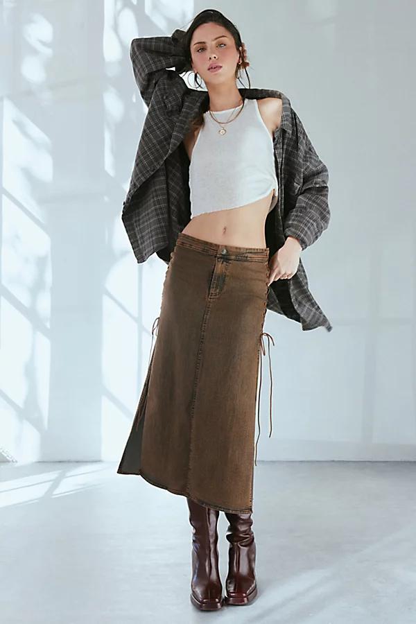 Silence + Noise Calie Lace Up Denim Midi Skirt Womens at Urban Outfitters Product Image