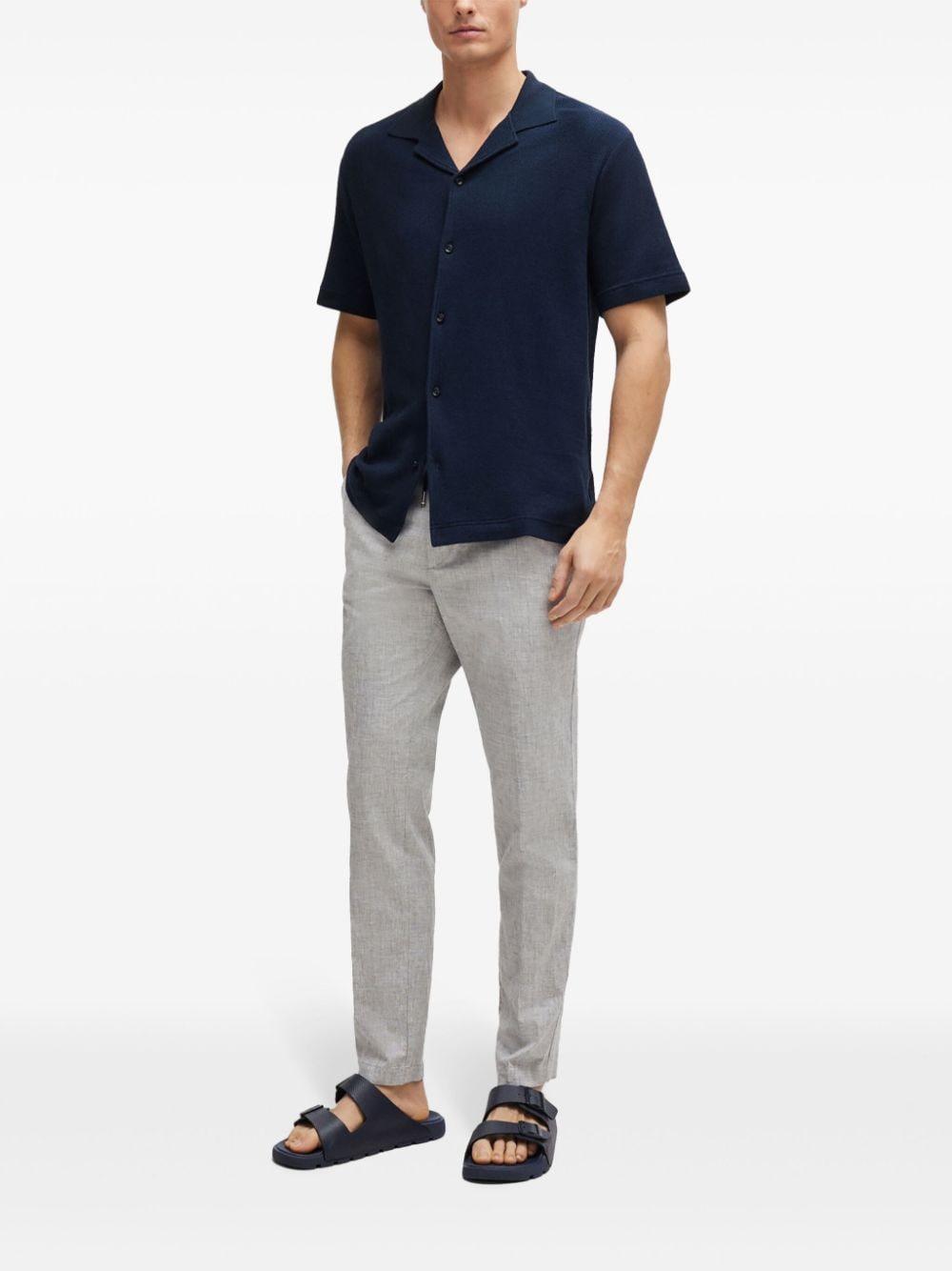 HUGO BOSS Short-sleeve Cotton Shirt In Blue Product Image