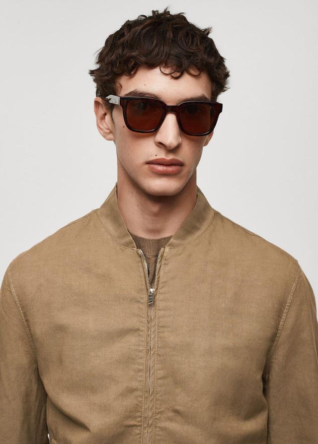 MANGO MAN - Linen lyocell bomber jacket tobacco brownMen Product Image