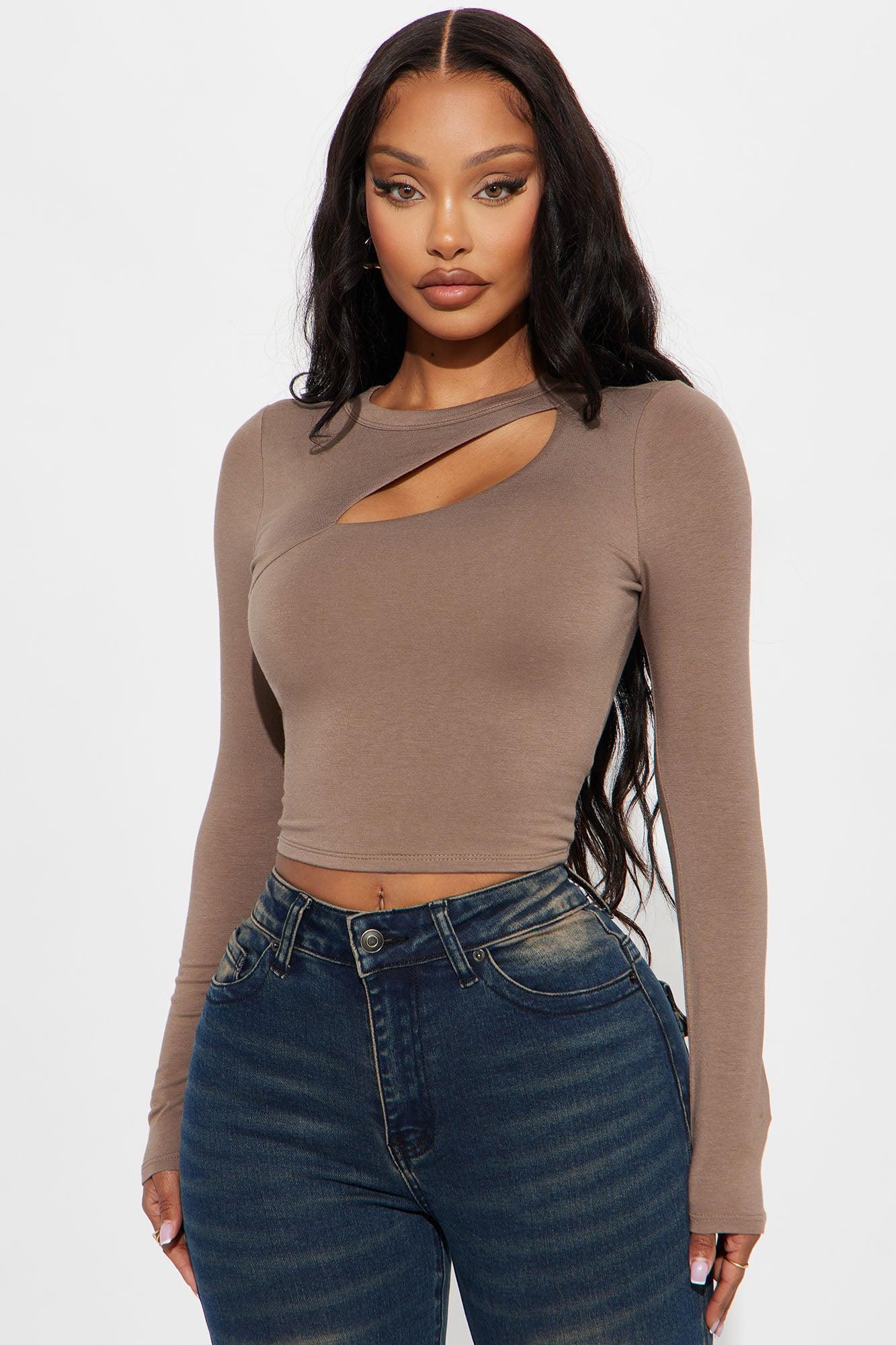 Delaney Cut Out Top - Taupe Product Image