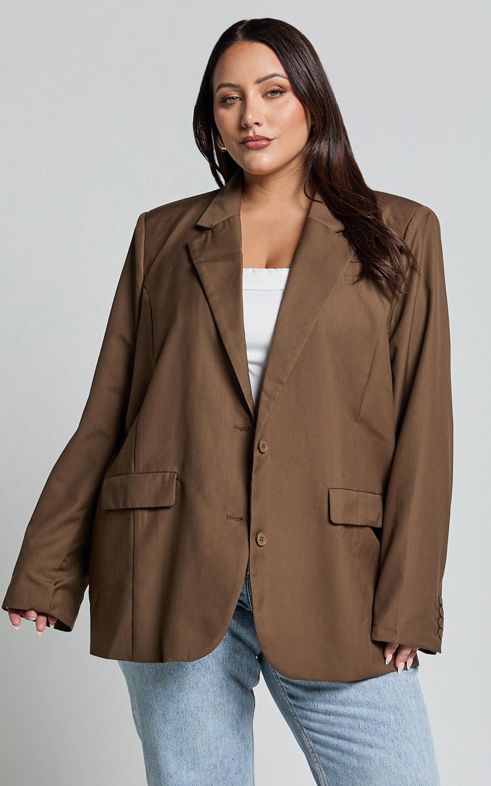 Izara Blazer - Oversized Boyfriend Fit Blazer in Oak Product Image