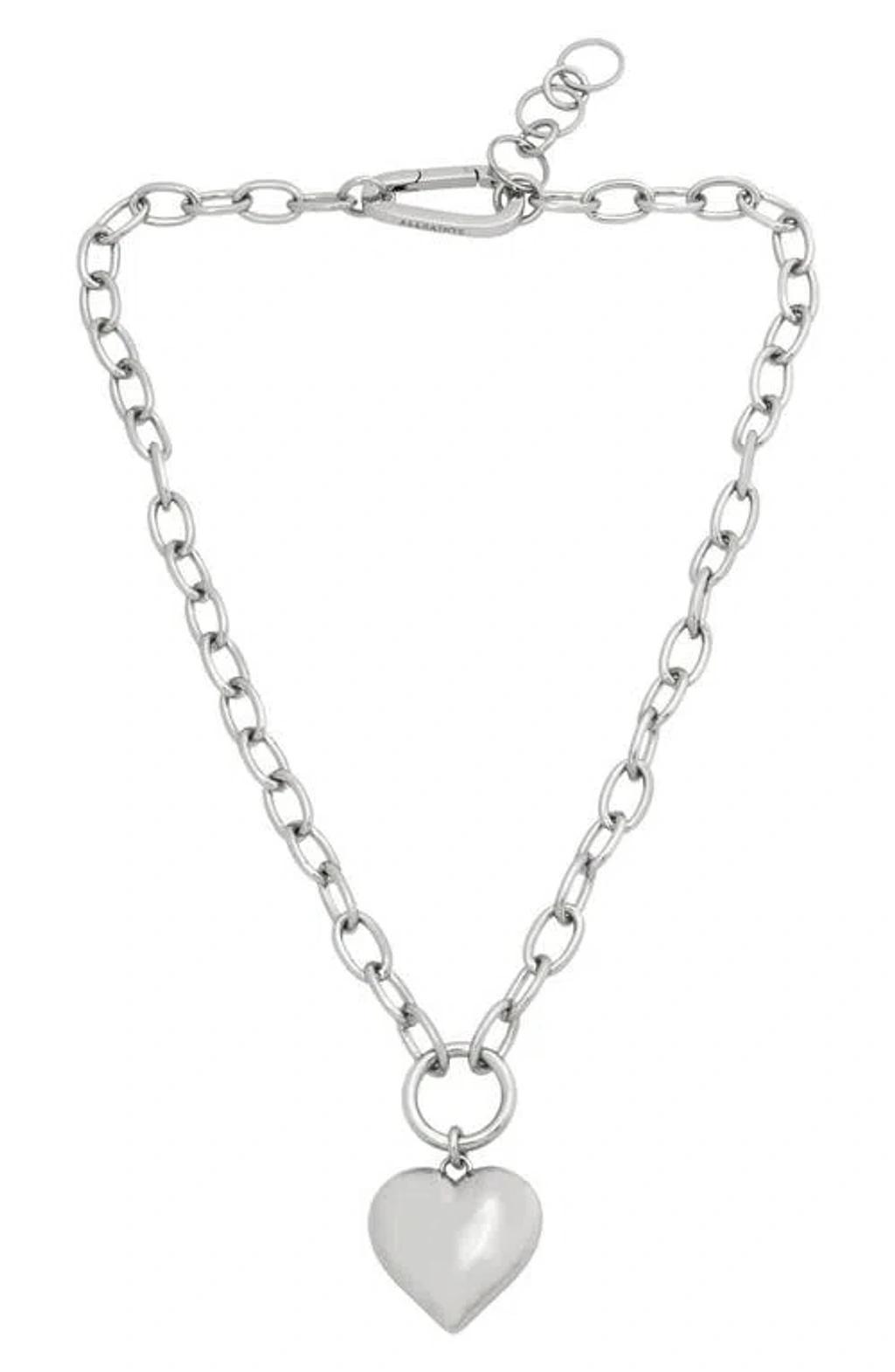 Puffy Heart Pendant Necklace In Rhodium Product Image