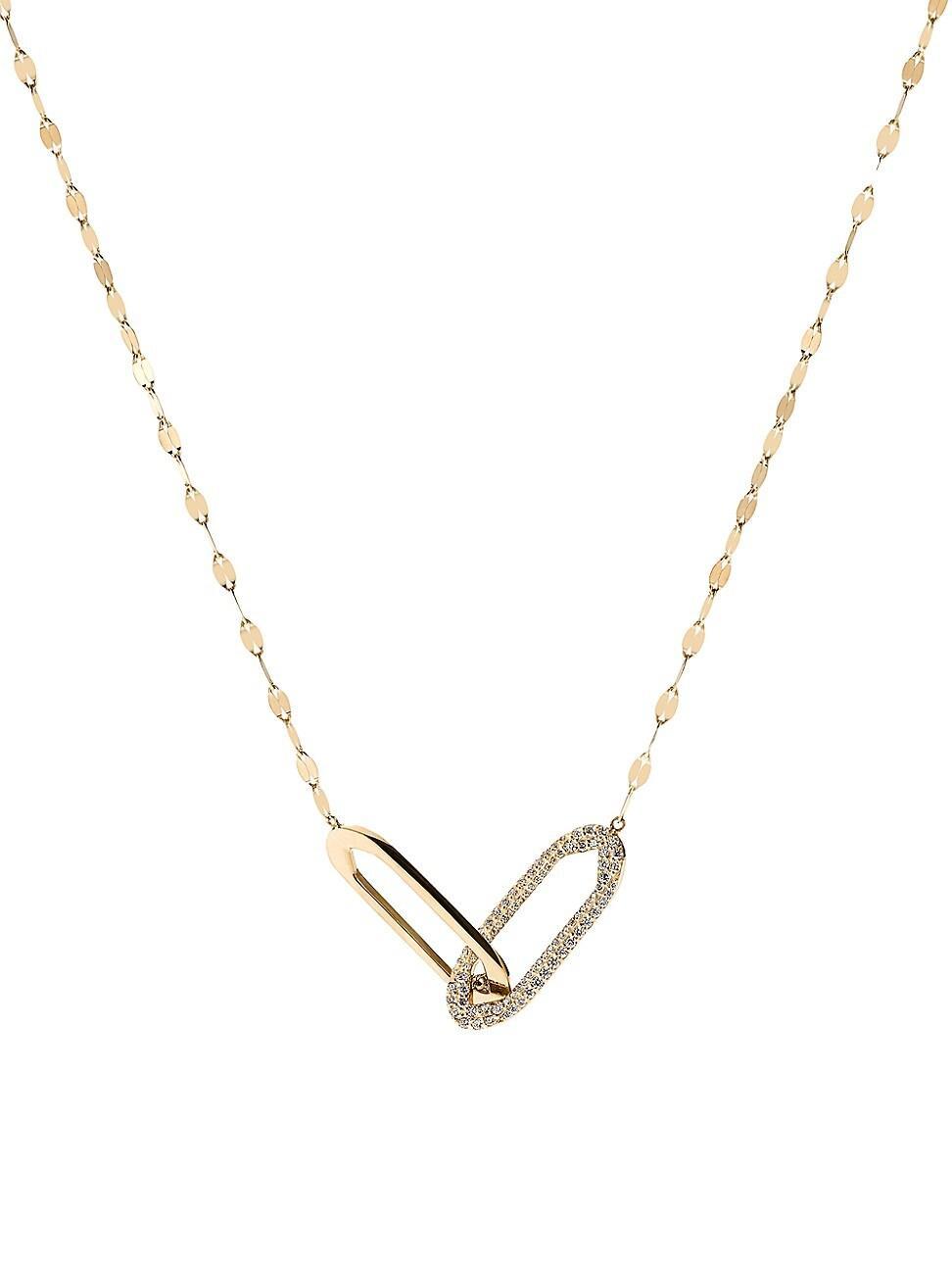 Womens Flawless 14K Yellow Gold & 0.4884 TCW Diamond Oblong-Link Necklace Product Image