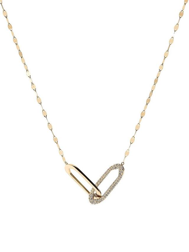 Womens Flawless 14K Yellow Gold & 0.4884 TCW Diamond Oblong-Link Necklace Product Image