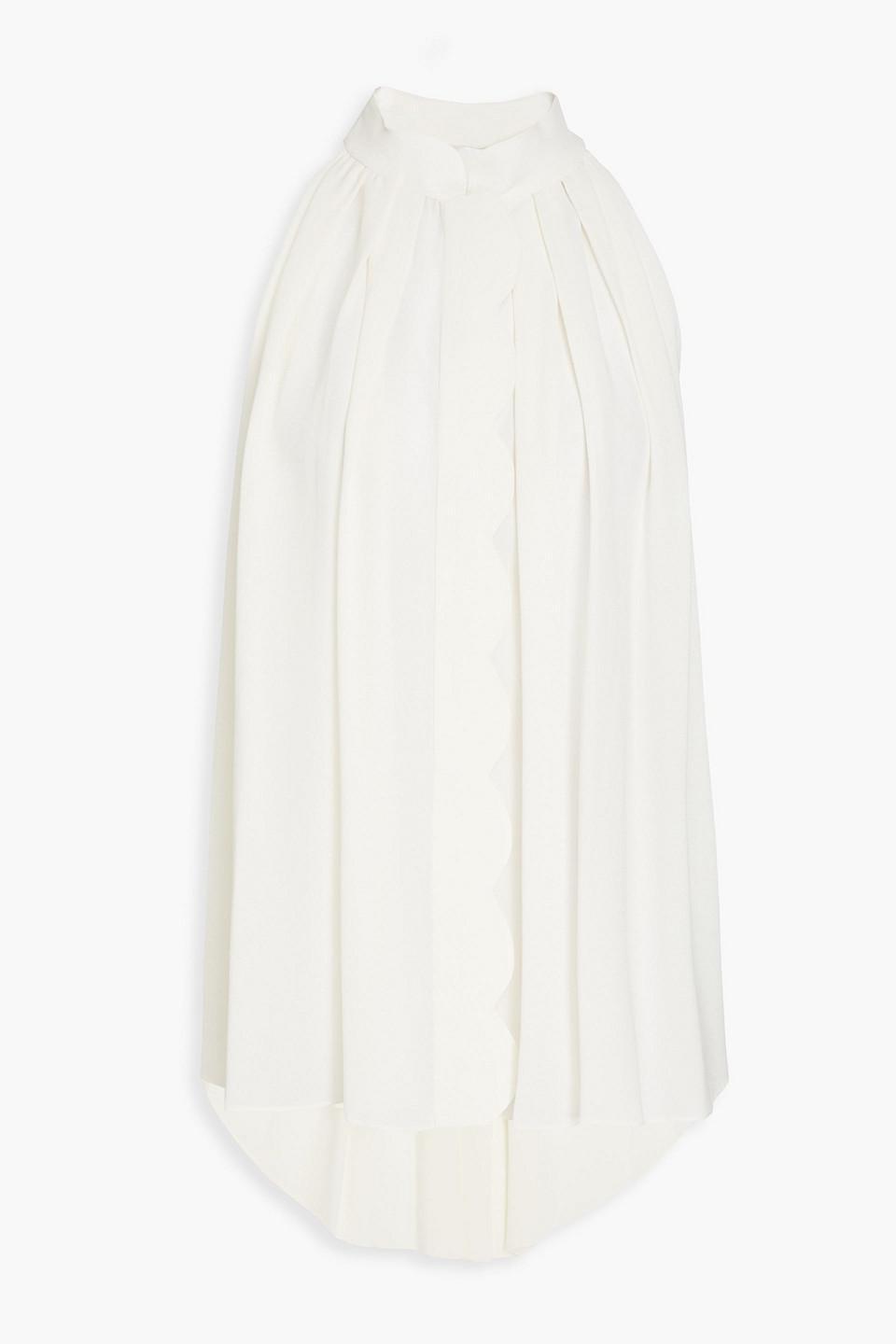 Pleated Crepe Blouse In Ivory Product Image