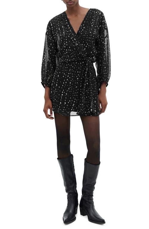 MANGO - Print wrap dress blackWomen Product Image