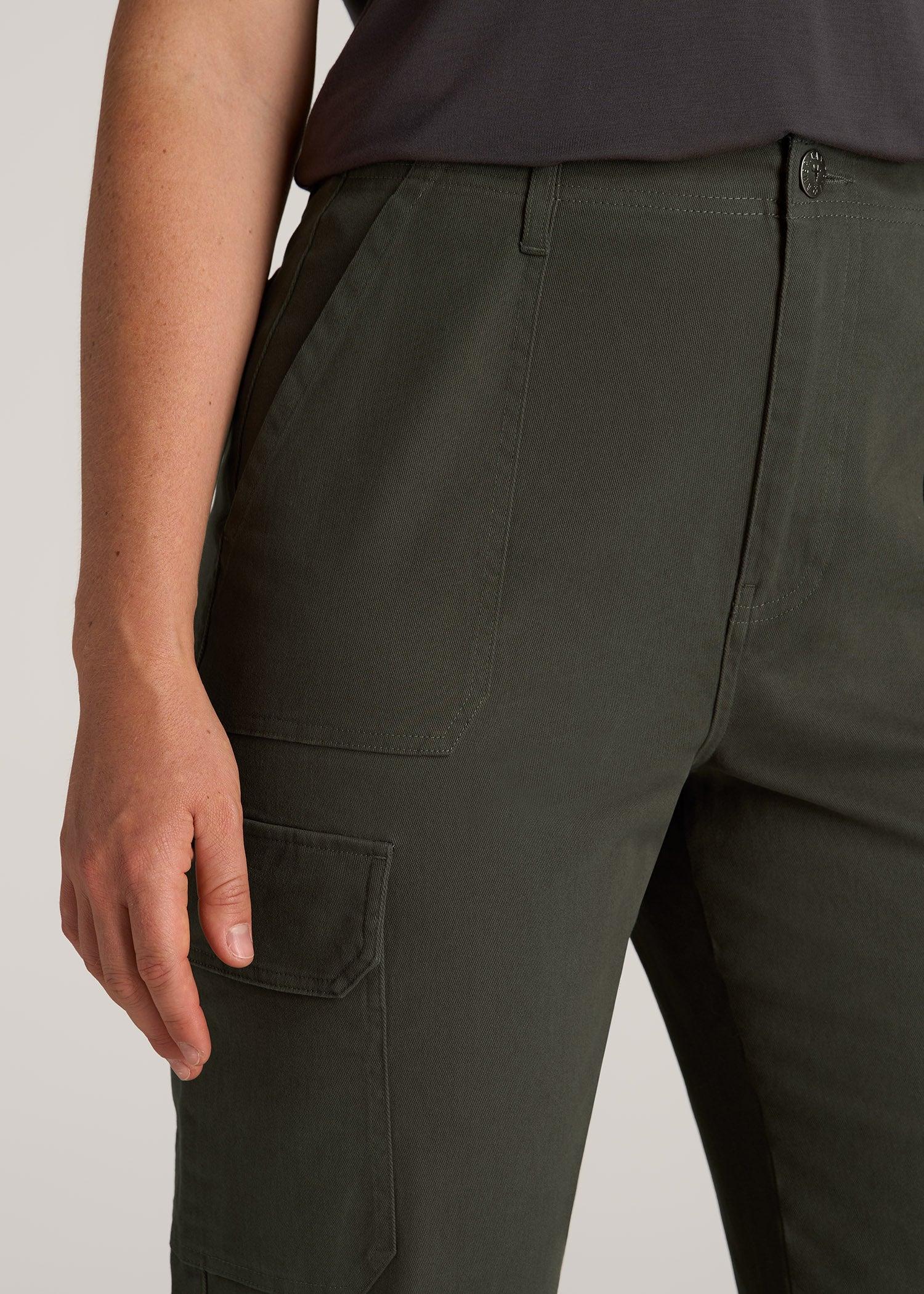 Straight Leg Cargo Chino Pants for Tall Women in Dark Moss Green Female Product Image