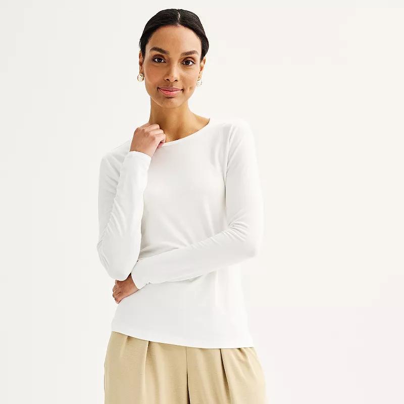 Womens Nine West Essential Long Sleeve Crewneck Shirt Product Image