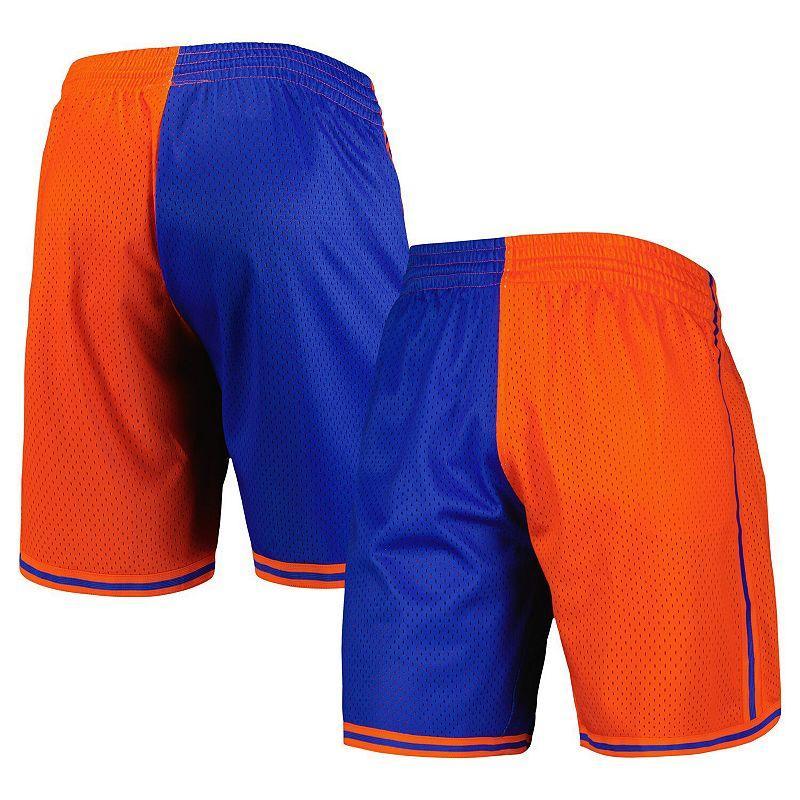 Mens Mitchell & Ness Blue/Orange New York Knicks Hardwood Classics 1996 Split Swingman Shorts Product Image