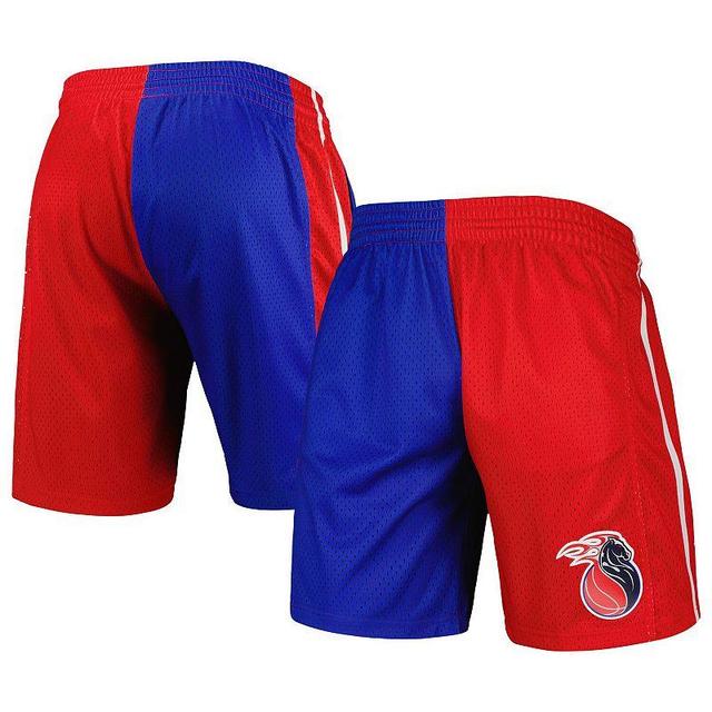 Mens Mitchell & Ness Blue/Red Detroit Pistons Hardwood Classics 2003 Split Swingman Shorts Product Image