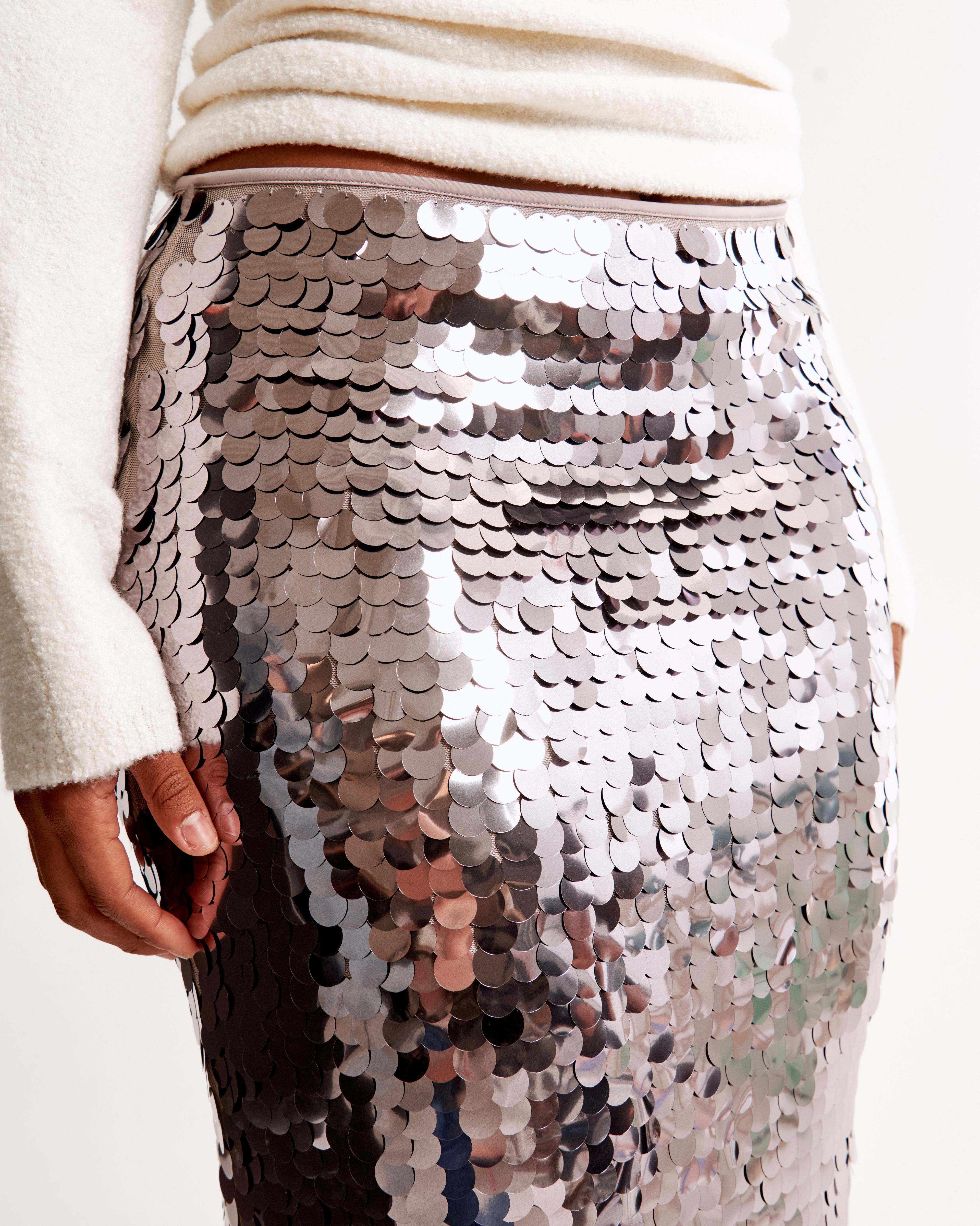 High Rise Sequin Midi Skirt Product Image