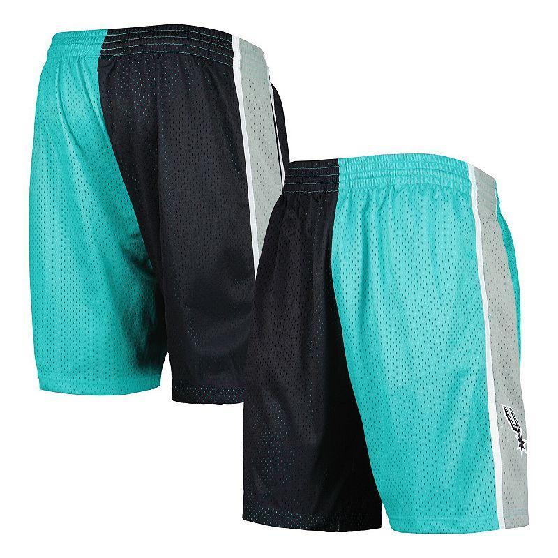 Mens Mitchell & Ness Teal/Black San Antonio Spurs Hardwood Classics 1998 Split Swingman Shorts Product Image