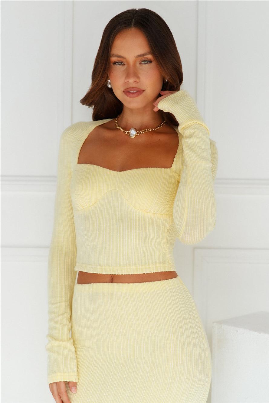 Warmth Of Sunshine Long Sleeve Crop Top Lemon Product Image