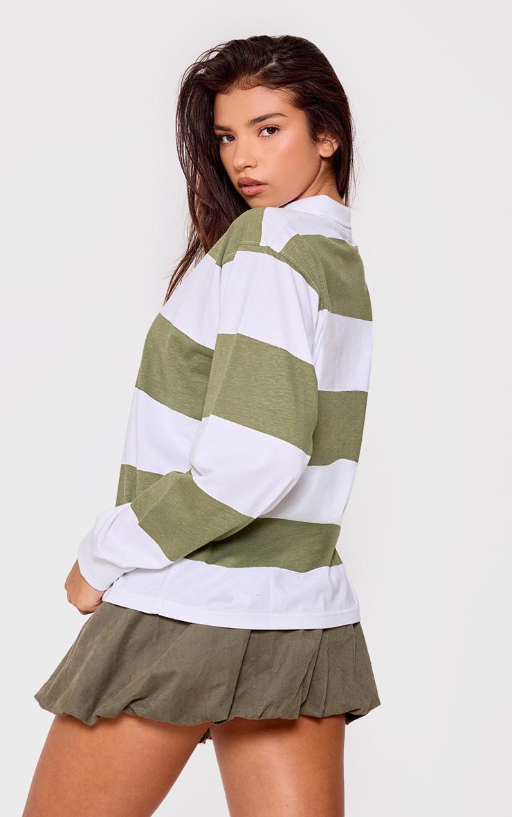 Green Stripey Collared Top Product Image