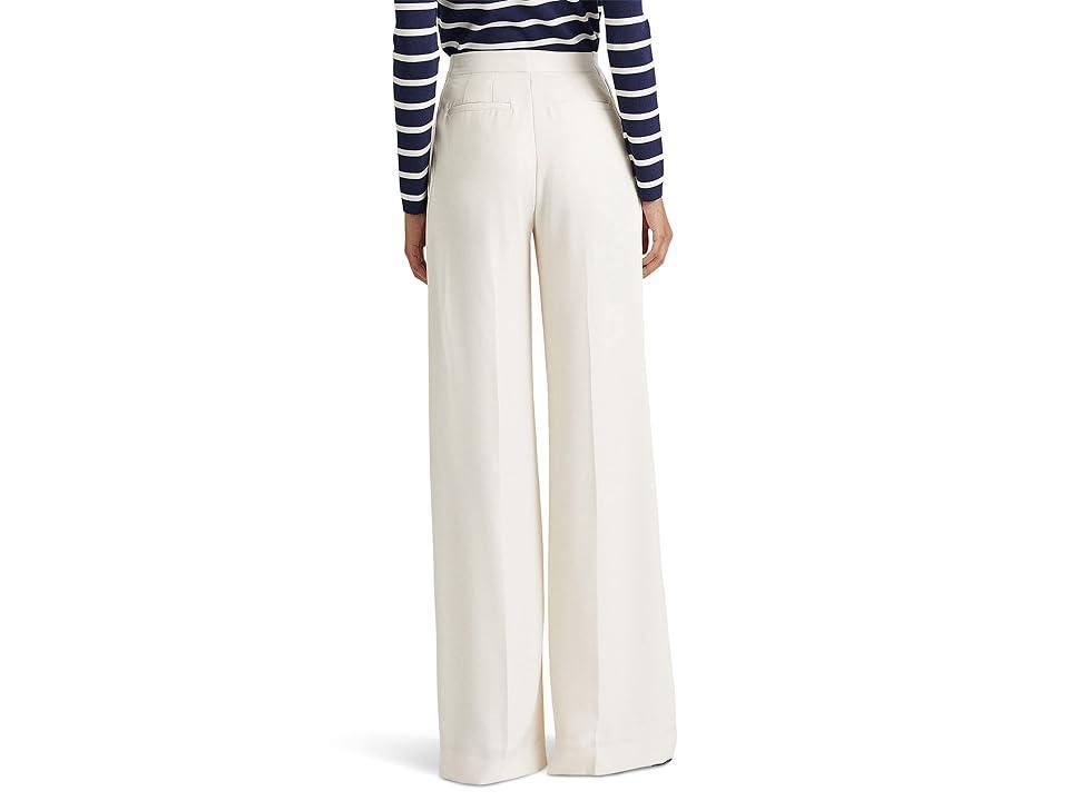 LAUREN Ralph Lauren Petite Pleated Georgette Wide-Leg Pants (Mascarpone Cream) Women's Casual Pants Product Image