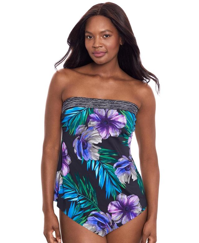 Miraclesuit Womens Flora Aura Printed V-Shaped Tankini - Black Product Image