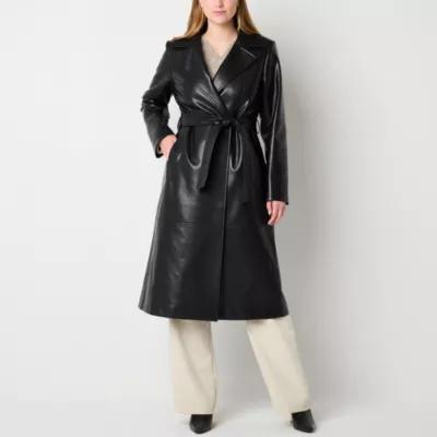 Worthington Womens Faux Leather Midweight Trench Coat Product Image