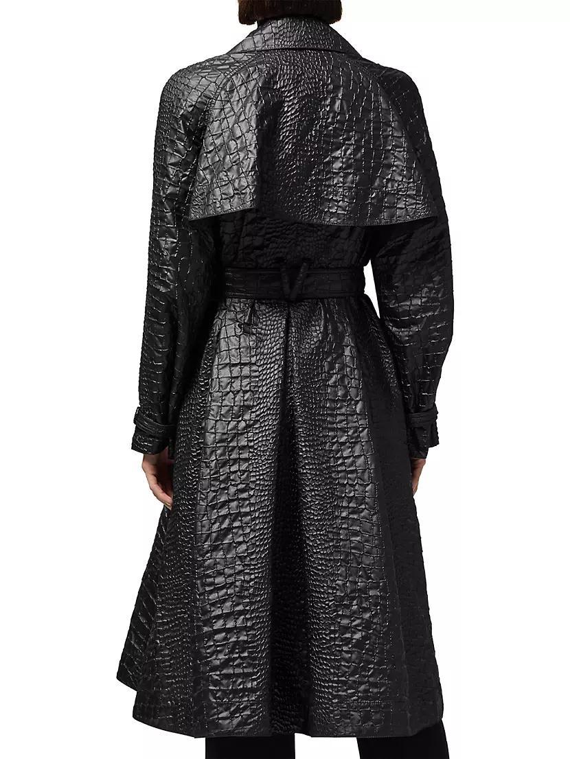 Crocodile-Embossed A-Line Trench Coat Product Image