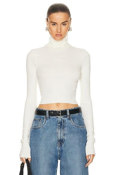 Eterne Cropped Fitted Turtleneck Top Product Image