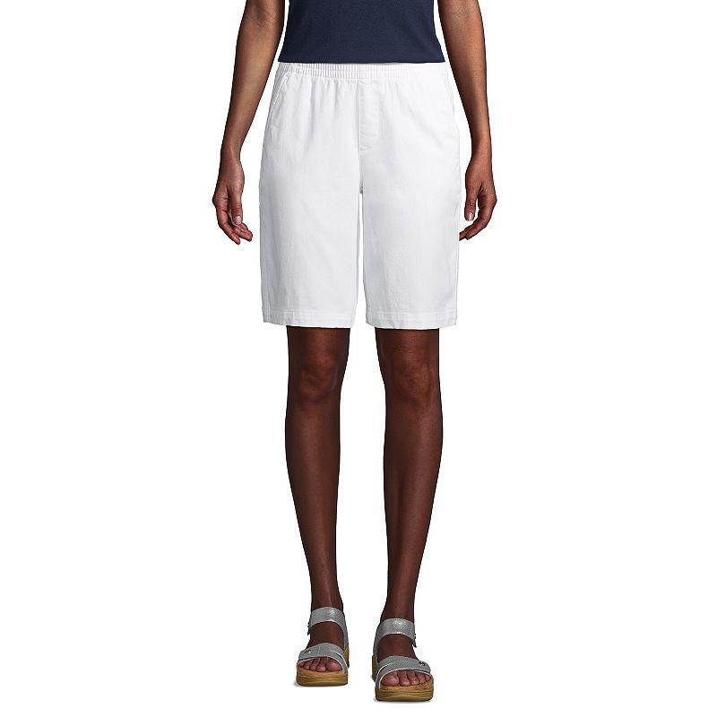 Womens Lands End Pull-On Chino Bermuda Shorts White Product Image