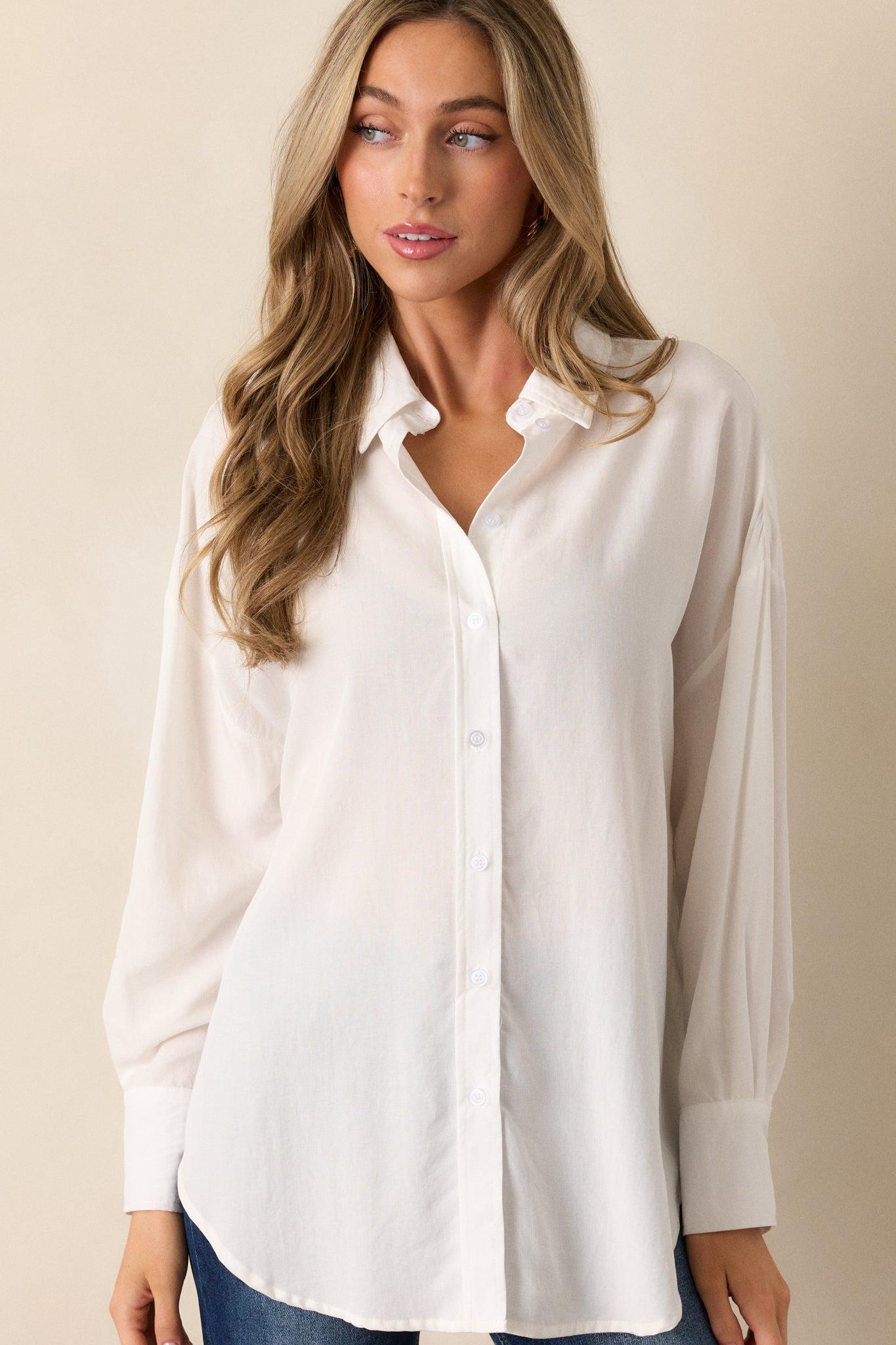 What Will Be Ivory Button Front Top Product Image