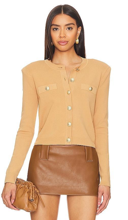 L'AGENCE Toulouse Cropped Cardi in Tan. Size M. Product Image