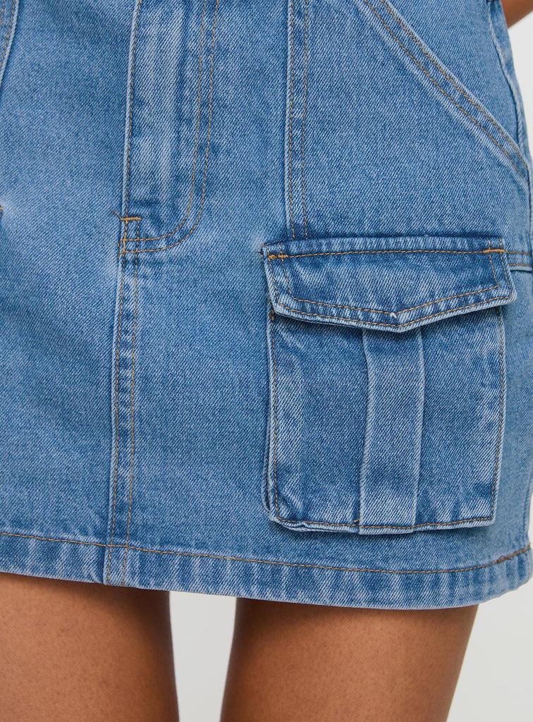 Chillders Denim Mini Skirt Mid Wash Petite Product Image