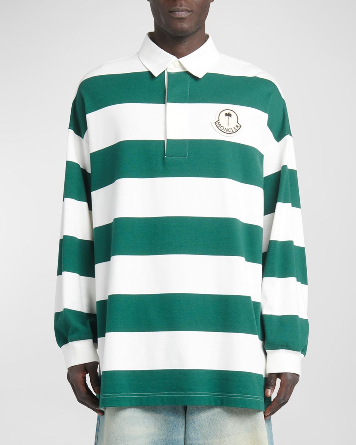 Mens Moncler x Palm Angels Striped Long-Sleeve Polo Shirt Product Image