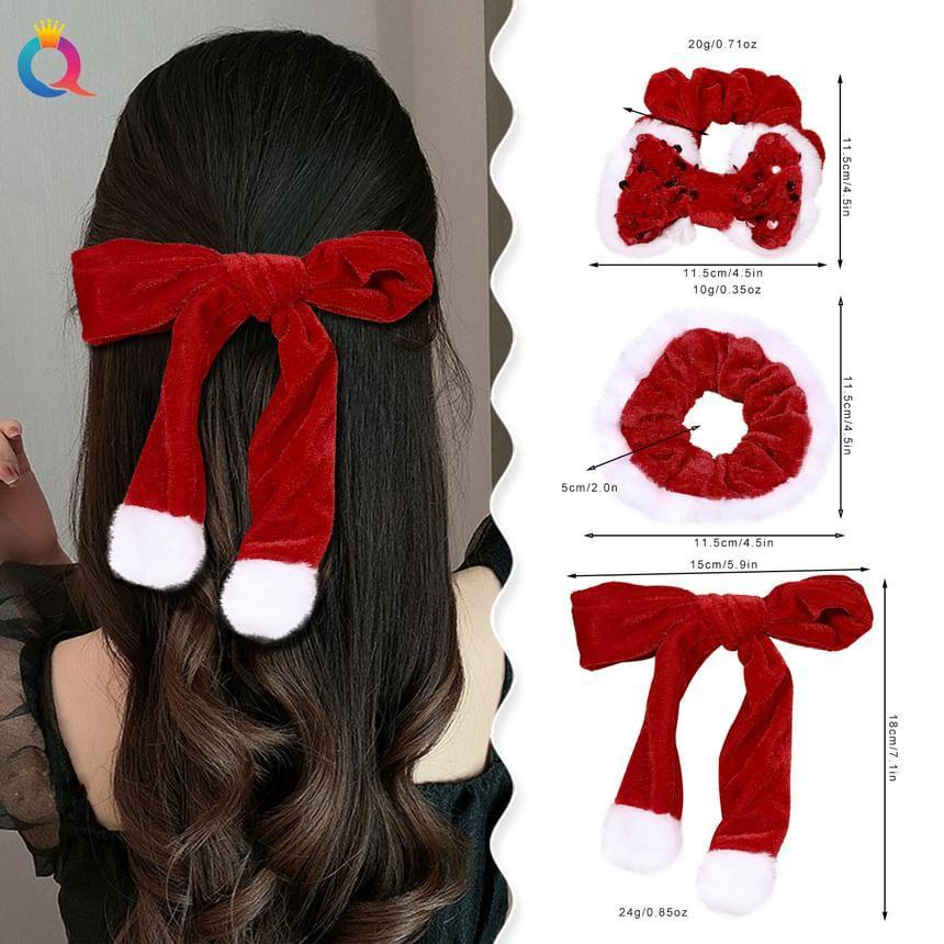 Christmas Velvet Bow Hair Scrunchie (Various Designs) Product Image