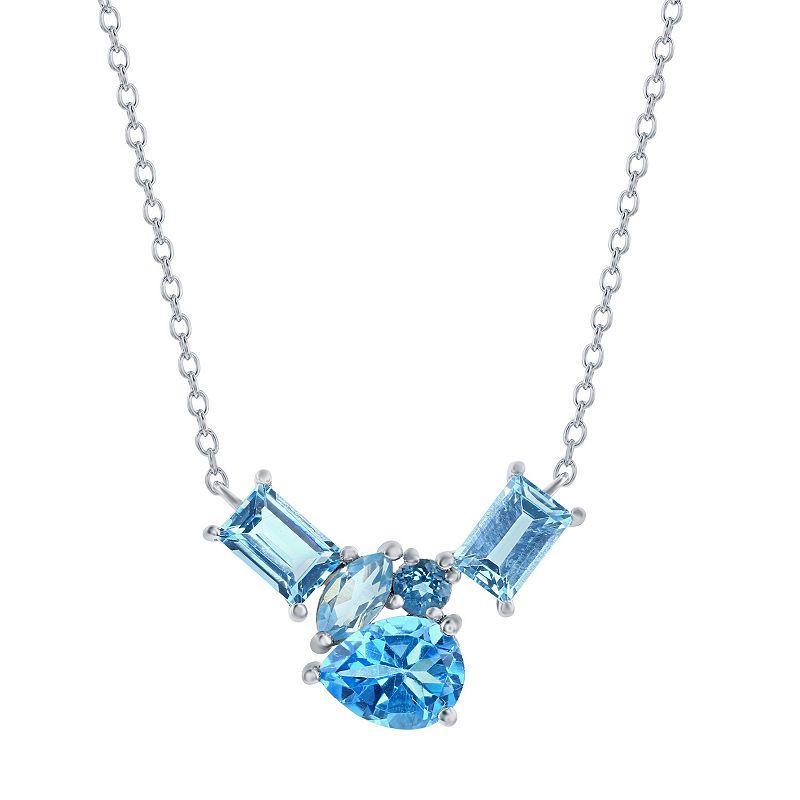 Argento Bella Sterling Silver Multi-Shaped Swiss Blue Topaz Necklace, Womens Product Image