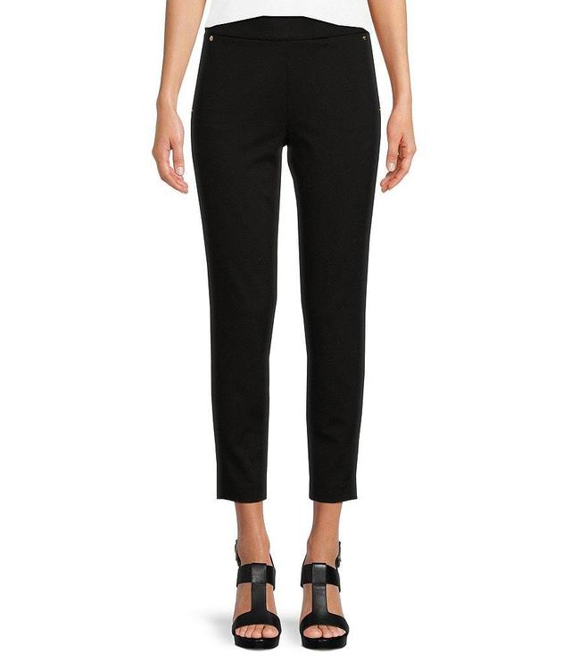 MICHAEL Michael Kors Solid Ponte Knit Pull-On Straight Leg Ankle Pants Product Image