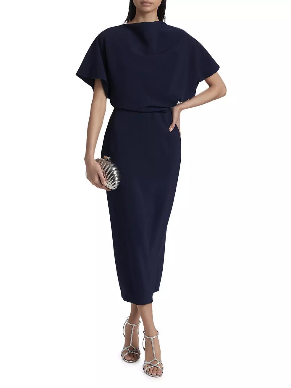 Draped Crêpe Cocktail Dress Product Image