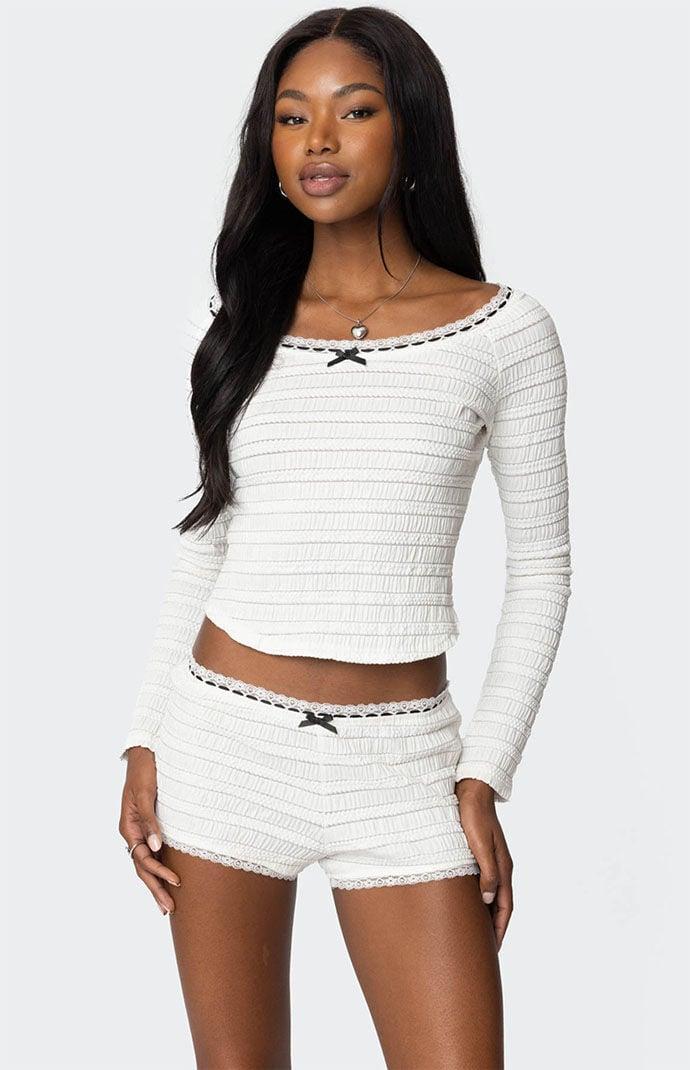 Edikted Women's Lenny Lacey Textured Top Product Image