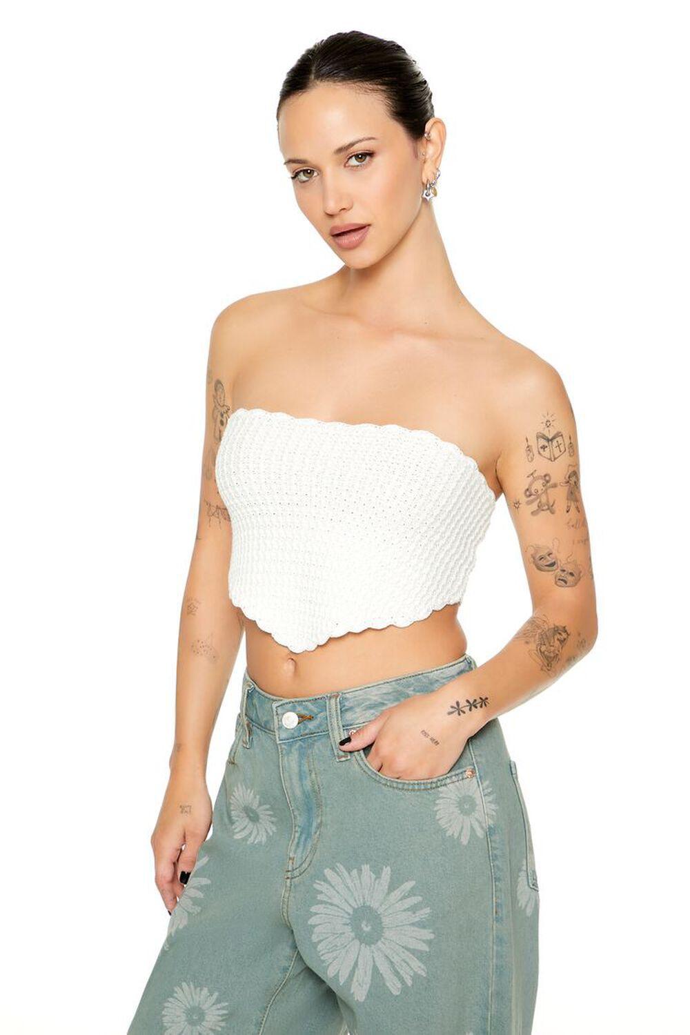 Crochet Sweater-Knit Tube Top | Forever 21 Product Image